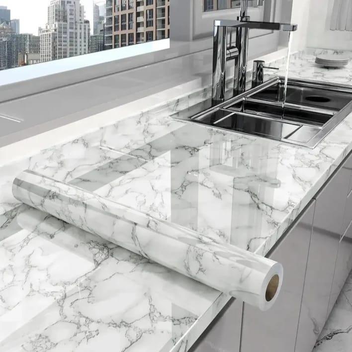Black&White Marble Sticker Sheet for Kitchen Bathroom Office