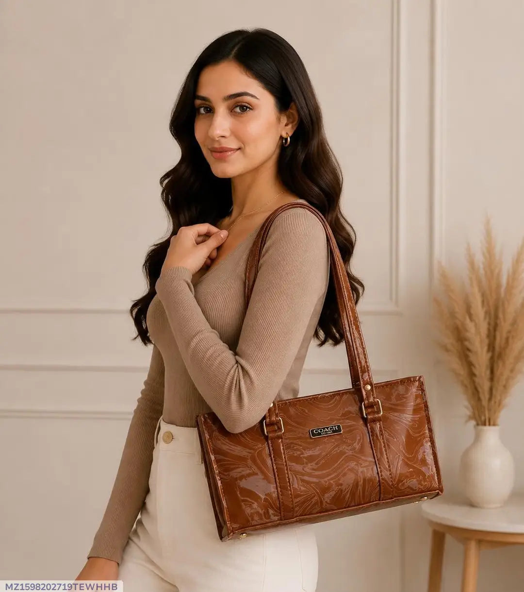 Women's Leather Plain Shoulder Bag