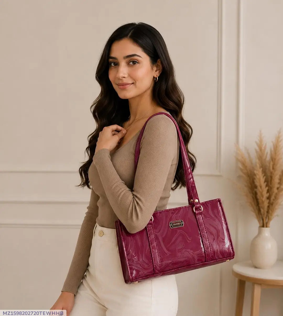Women's Leather Plain Shoulder Bag